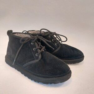 UGG Chukka Boots Men 8 Neumel Black Suede Lace Up Comfort Winter Shoes Fur Lined